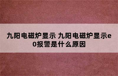 九阳电磁炉显示 九阳电磁炉显示e0报警是什么原因